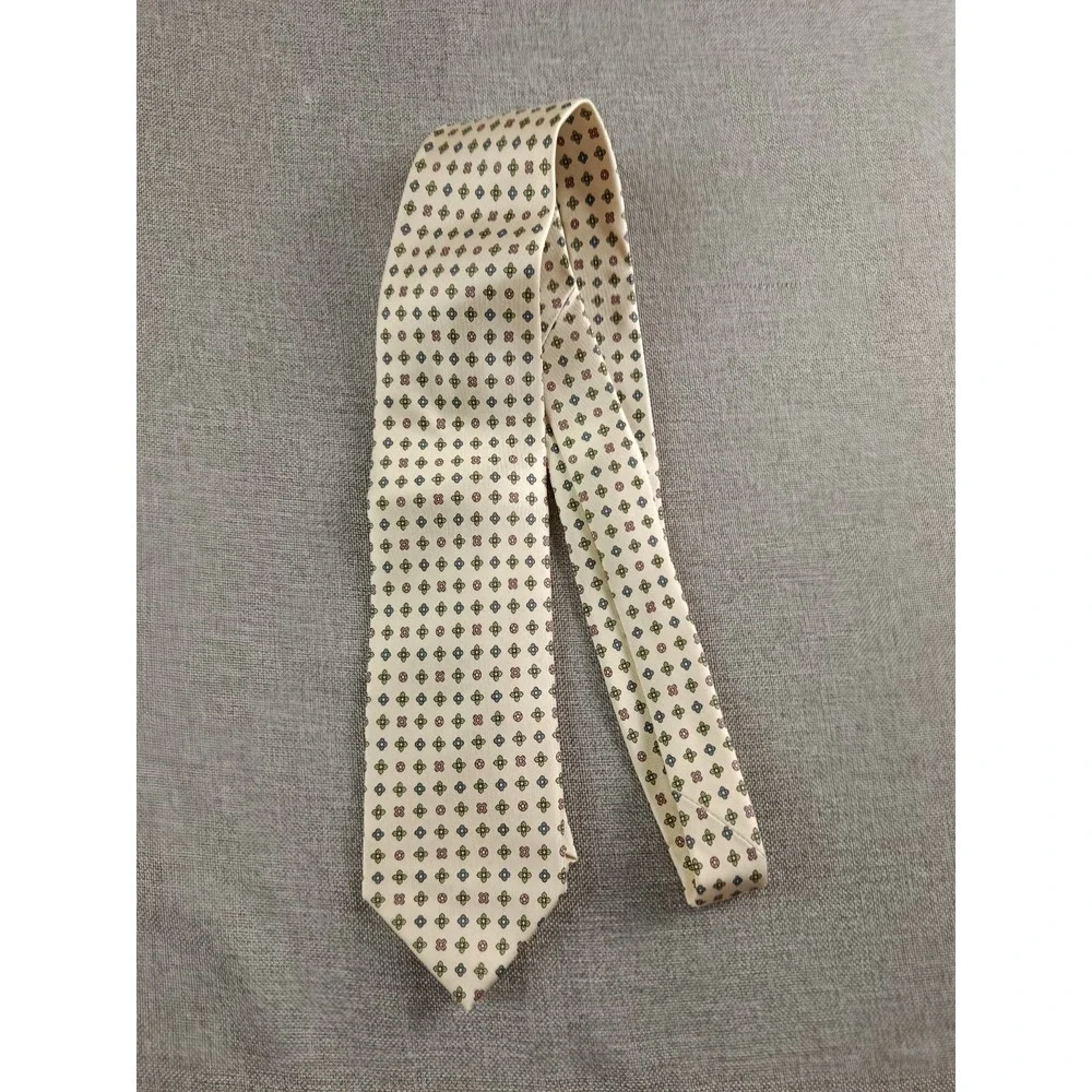E.Marinella Napoli Mens Ties 57X3.5 Beige Floral Silk Handmade